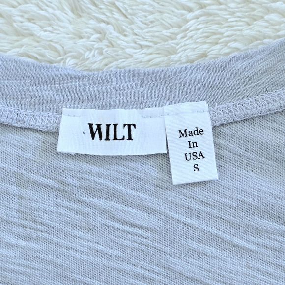 Wilt🥀 Dusty Blue💙-Grey🩶 Slub Knit V-Neck Top - NWT - Picture 4 of 15
